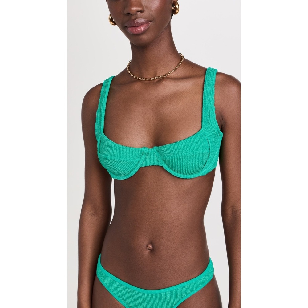 Good American Always Fits Demi Bikini Top 2XL Green Textured Swim Underwire NWT